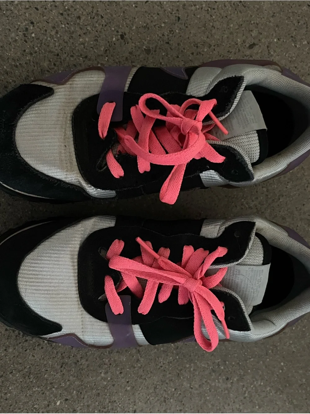 Nike Women’s Black and Purple Running Sneakers with Pink Laces Size 7